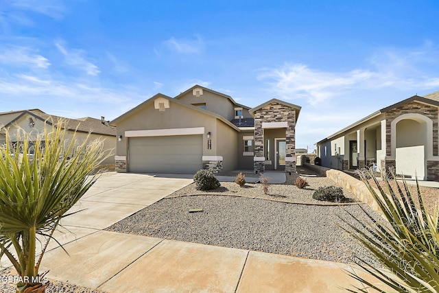 view of front of property with a garage