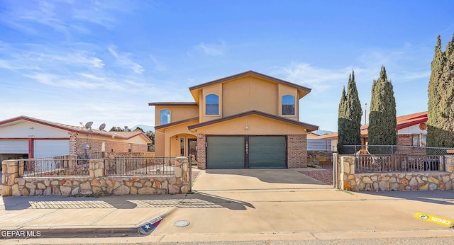 view of front of property with a garage