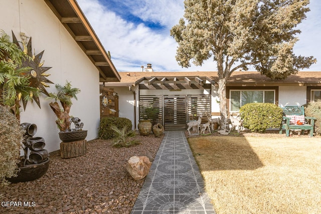 exterior space with a pergola