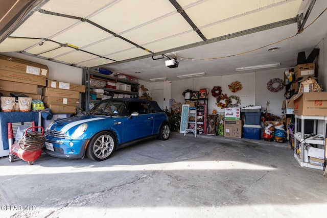 garage with a garage door opener