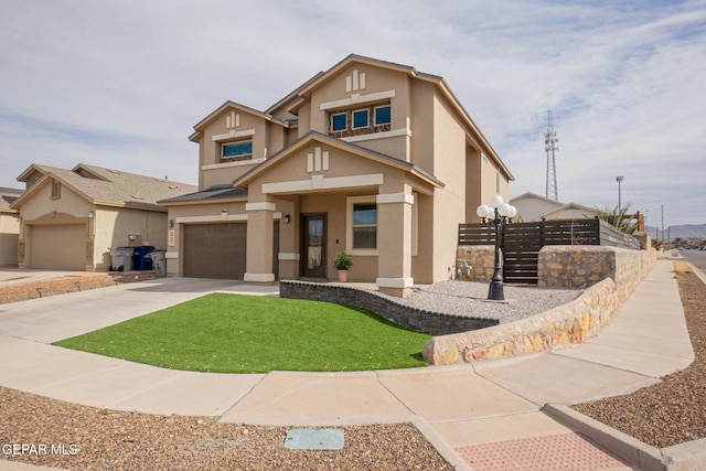 view of front of property with a garage