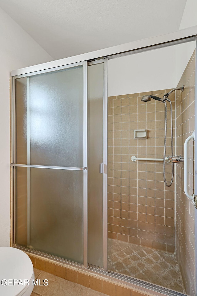 bathroom featuring toilet and walk in shower