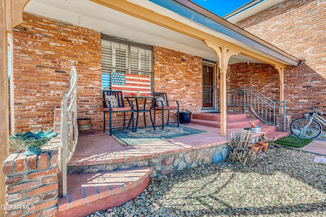 view of patio featuring covered porch