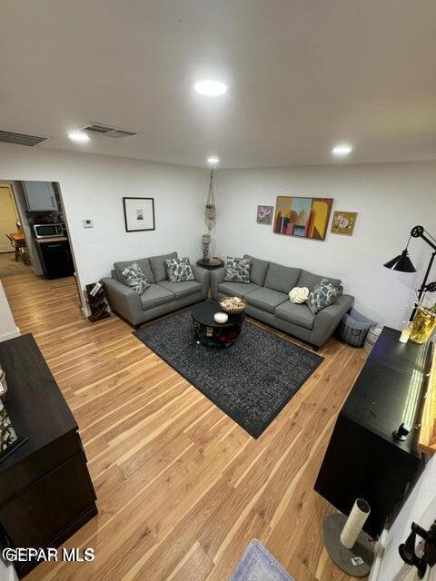 living room with wood-type flooring