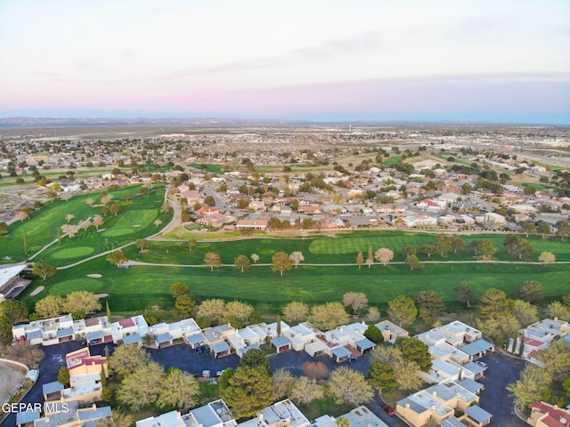 view of aerial view at dusk