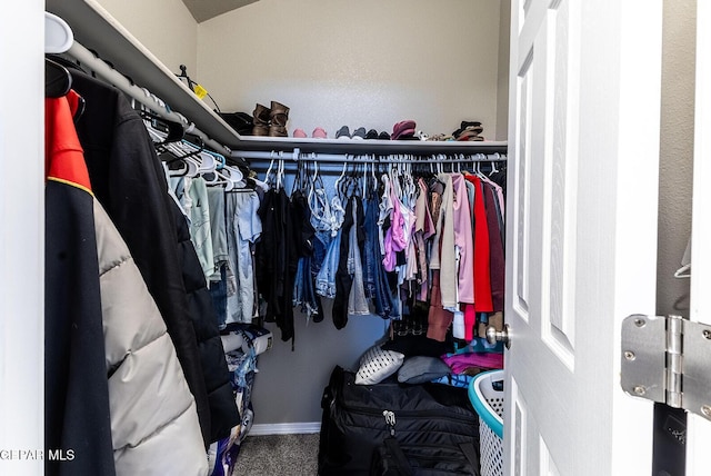 spacious closet with carpet flooring