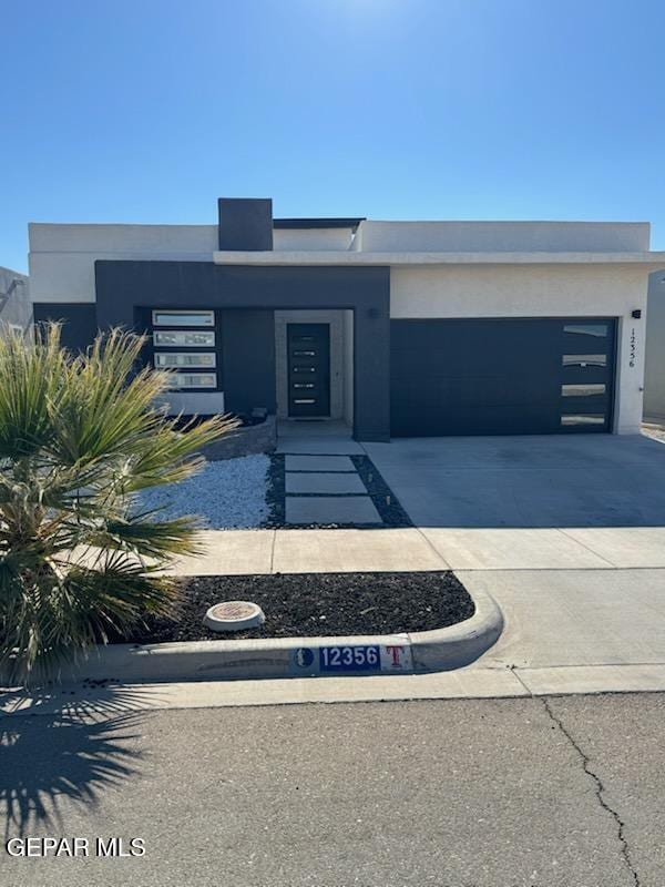 contemporary home featuring a garage