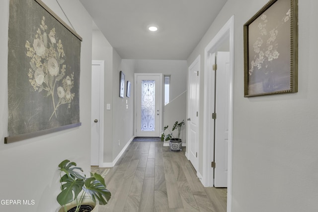 interior space with light hardwood / wood-style flooring