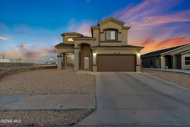 view of front of house with a garage