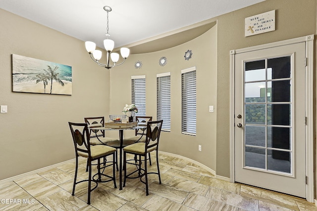 dining room with an inviting chandelier