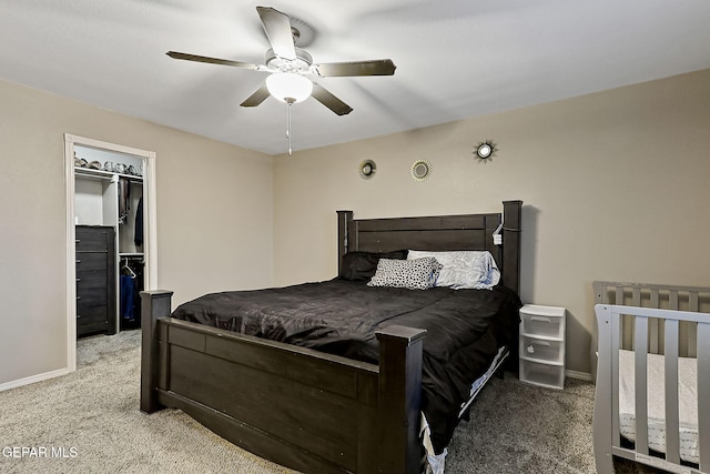 bedroom with carpet and ceiling fan