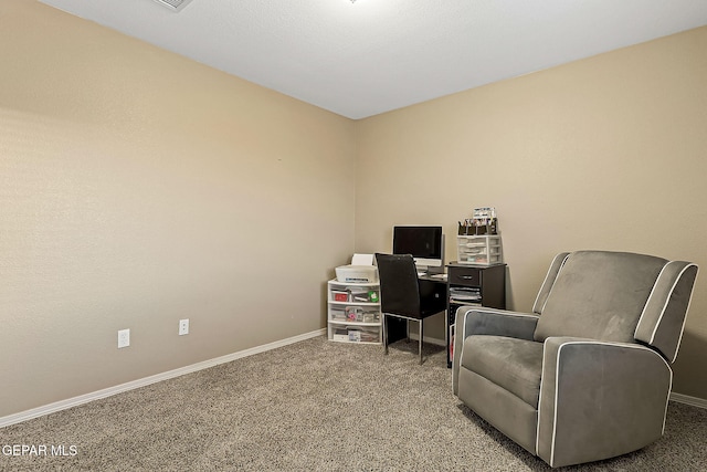 view of carpeted home office