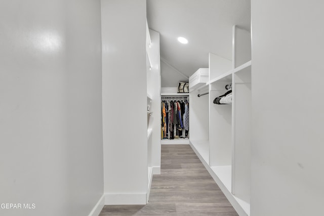 spacious closet with light hardwood / wood-style flooring