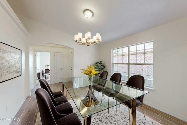 home office featuring a notable chandelier