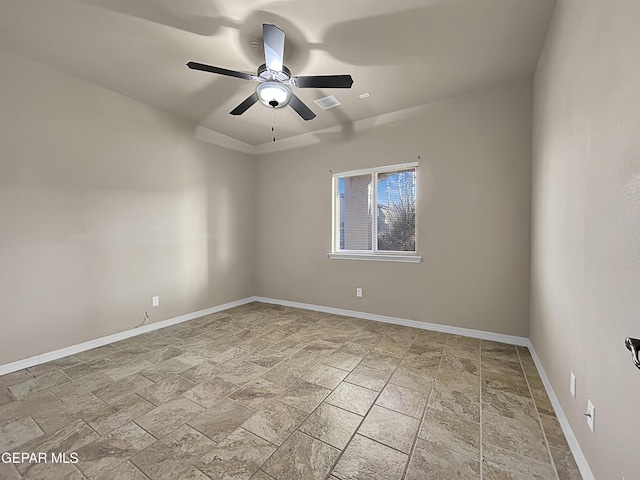 spare room featuring ceiling fan