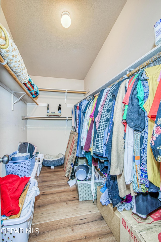 walk in closet featuring hardwood / wood-style floors