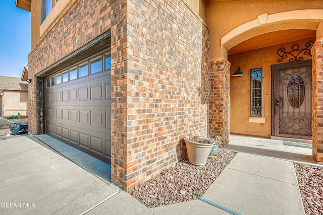 entrance to property with a garage