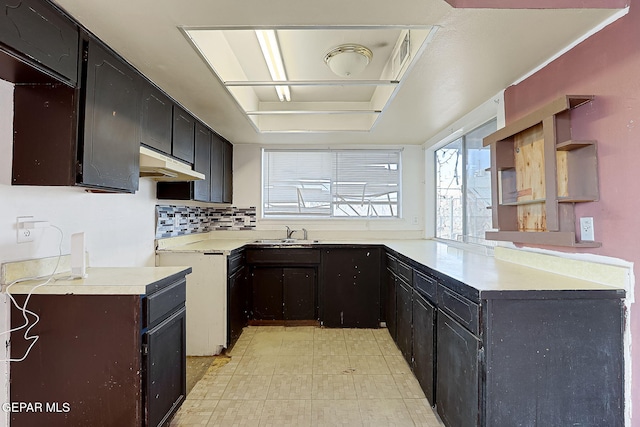 kitchen featuring tasteful backsplash and sink