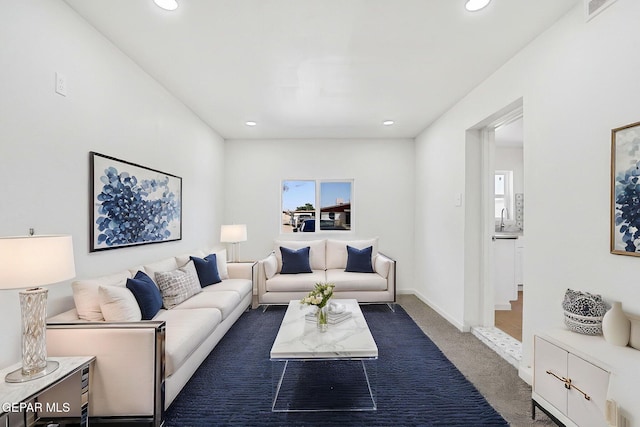 241 Mango Rd, El Paso, TX 79915 - living room featuring recessed lighting, carpet flooring, and visible vents