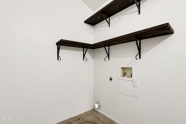 clothes washing area featuring electric dryer hookup and hookup for a washing machine