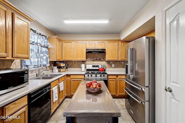 kitchen featuring stainless steel appliances, sink, and decorative backsplash