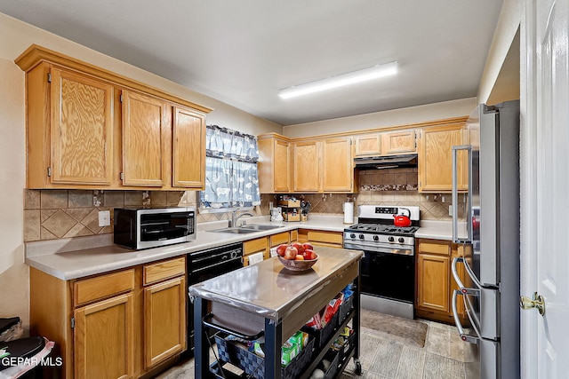 kitchen with sink, backsplash, and stainless steel appliances