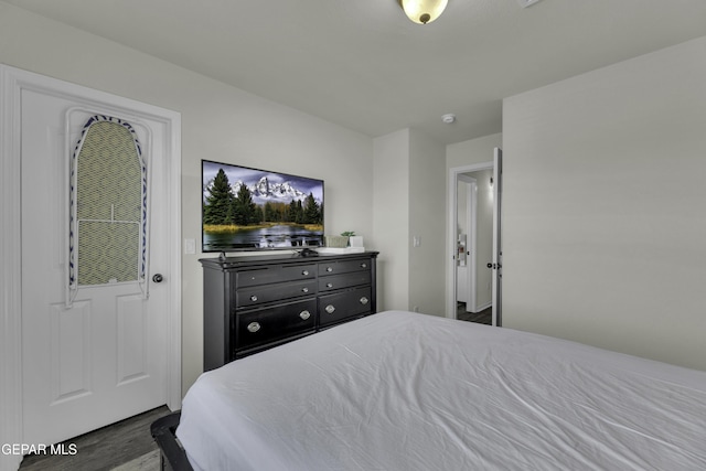 bedroom featuring dark hardwood / wood-style flooring