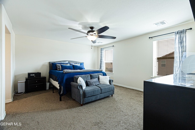 bedroom with carpet and ceiling fan