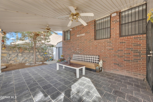 view of patio / terrace with ceiling fan