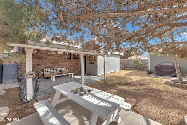 back of property featuring a patio