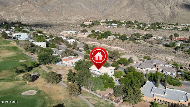 909 Singing Hills Dr, El Paso, TX 79912 - aerial view of property and surrounding area with nearby suburban area, a local golf course, and mountains