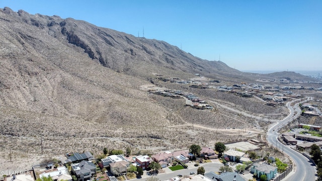 aerial view featuring a residential view and a mountain view