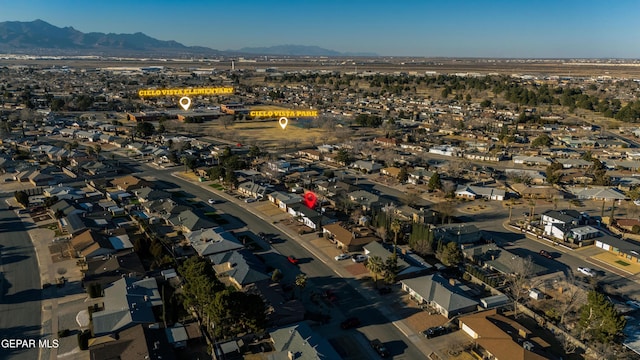 aerial view featuring a mountain view