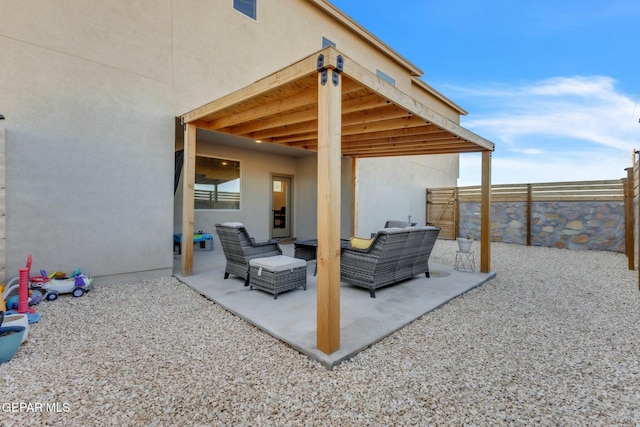 view of patio featuring an outdoor living space