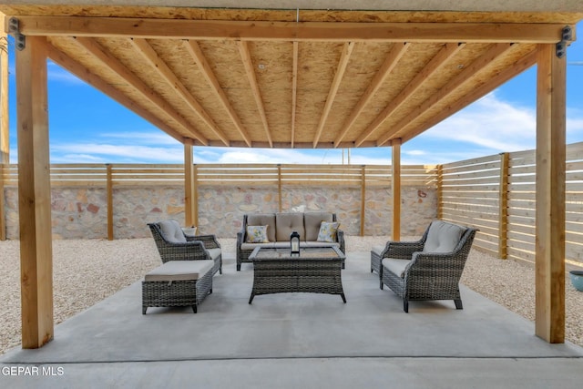 view of patio / terrace featuring an outdoor hangout area