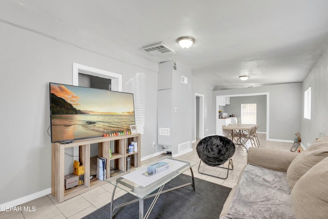 view of tiled living room