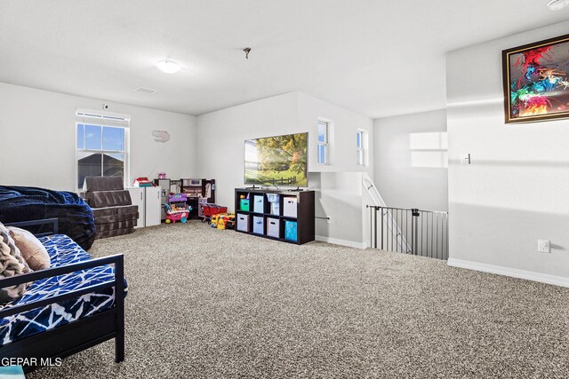 game room with carpet floors