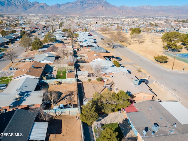 drone / aerial view with a mountain view