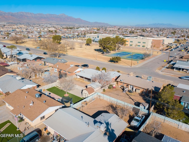 bird's eye view with a mountain view