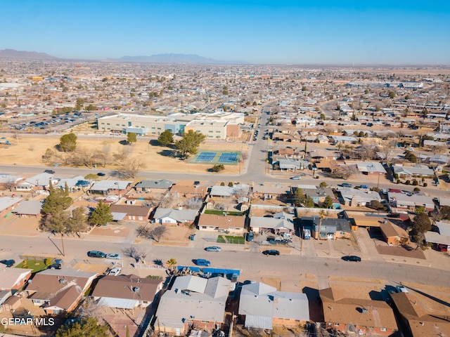 drone / aerial view with a mountain view