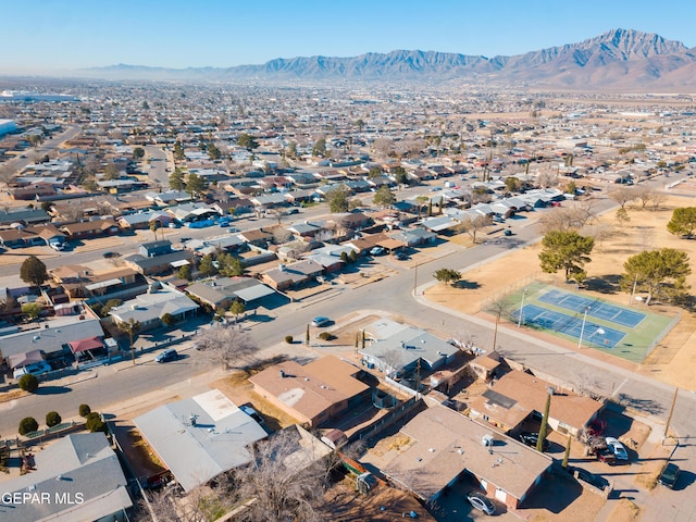 drone / aerial view with a mountain view