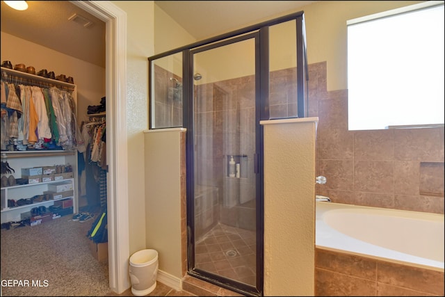 bathroom with plus walk in shower