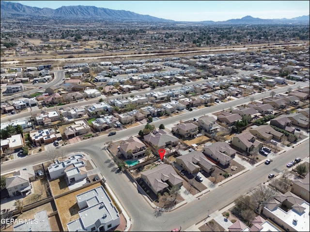 bird's eye view with a mountain view