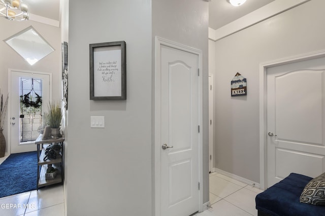 foyer with light tile patterned floors