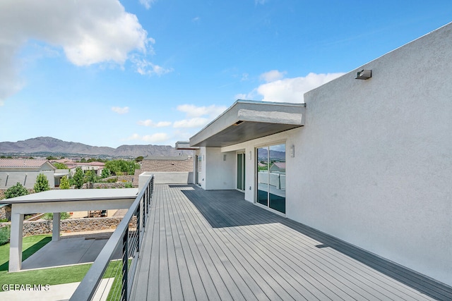 deck with a mountain view