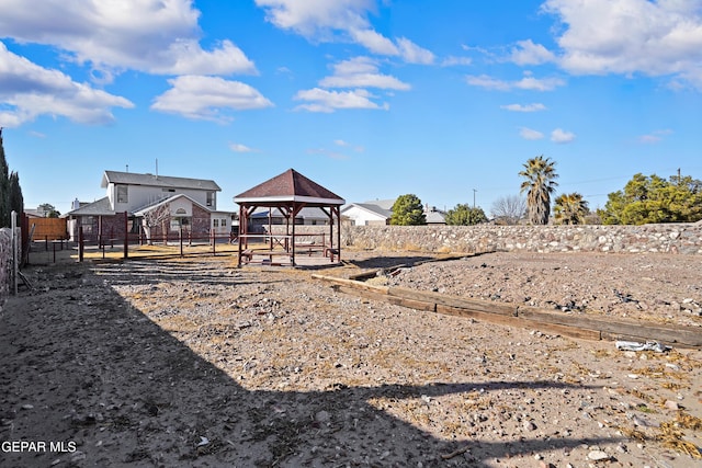 view of yard with a gazebo