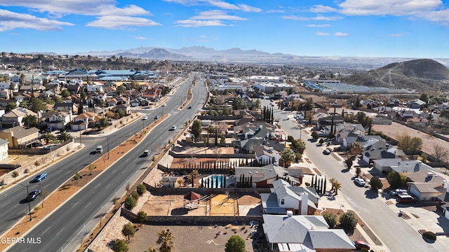 aerial view with a mountain view