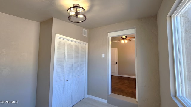 interior space with light hardwood / wood-style floors