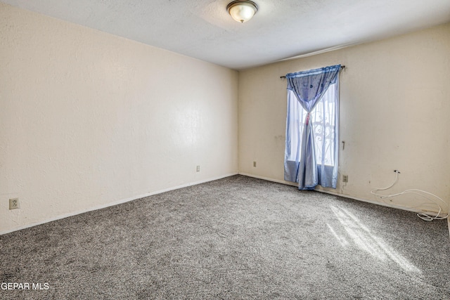 empty room featuring carpet and a textured ceiling