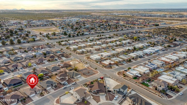 view of aerial view at dusk